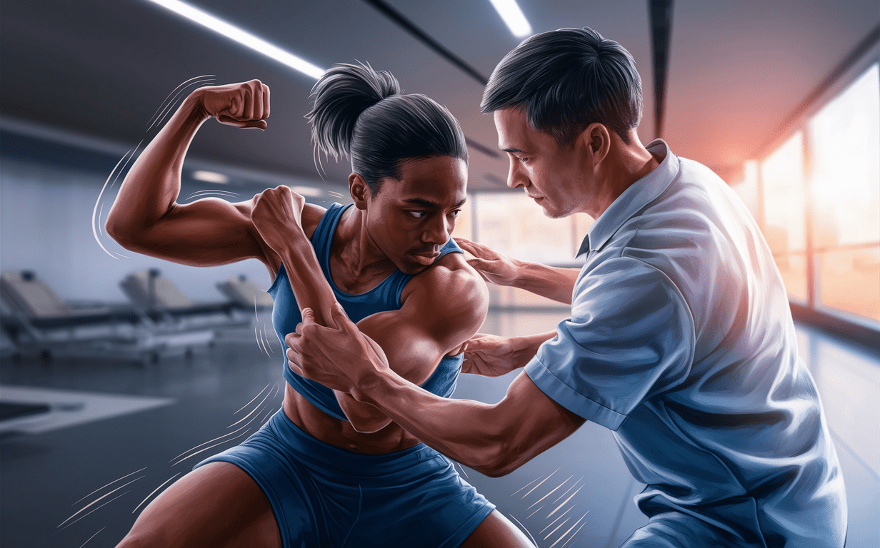 An artistic illustration of two female soccer players fiercely competing on the field, with one player's muscular form depicted in smoky wisps, symbolizing the role of chiropractic care in faster injury recovery and healing for athletes.